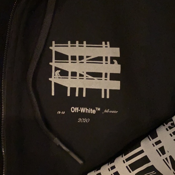 ✨HP✨ OFF-WHITE Industrial Black Zip Hoodie FW2020 - Picture 4 of 13